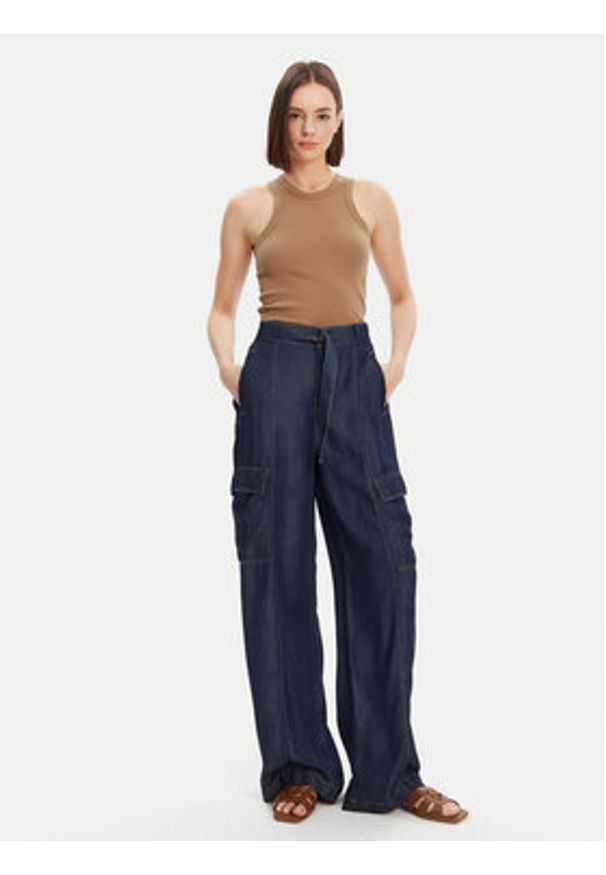 Guess Jeansy W5GA1T D5N61 Granatowy Wide Leg. Kolor: niebieski