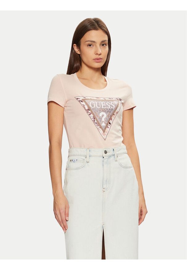 Guess T-Shirt W5RI22 J1314 Écru Regular Fit. Materiał: bawełna