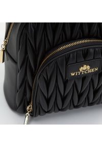 Wittchen - Damski plecak skórzany z marszczeniem. Kolor: czarny. Materiał: skóra. Wzór: jodełka, paski, aplikacja. Styl: klasyczny, elegancki #2