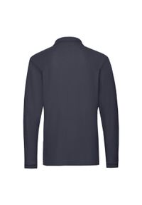 FRUIT OF THE LOOM - Męska Koszulka Polo Premium Z Długim Rękawem. Typ kołnierza: polo. Kolor: niebieski. Długość rękawa: długi rękaw. Długość: długie
