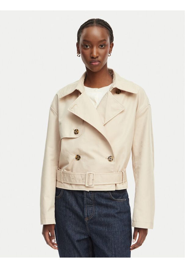 Tommy Jeans Trencz DW0DW22322 Beżowy jasny Relaxed Fit. Kolor: beżowy. Materiał: syntetyk, bawełna