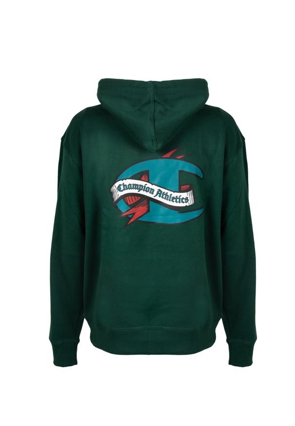 Champion Bluza "Hoodie" | HBGF89H586NKA | Mężczyzna | Zielony. Okazja: na co dzień. Typ kołnierza: kaptur. Kolor: zielony. Materiał: poliester, bawełna. Wzór: aplikacja, nadruk. Styl: casual
