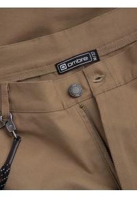 Ombre Clothing - Spodnie męskie z kieszeniami cargo i ściągaczem na dole nogawki - jasnobrązowe V3 OM-PACG-0189 - XXL. Kolor: brązowy. Materiał: elastan, bawełna #6