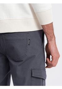 Ombre Clothing - Spodnie męskie JOGGERY z zapinanymi kieszeniami cargo - grafitowe V3 OM-PAJO-0123 - XXL. Okazja: na co dzień. Kolor: szary. Materiał: bawełna, elastan. Sezon: lato. Styl: klasyczny, sportowy, casual #8