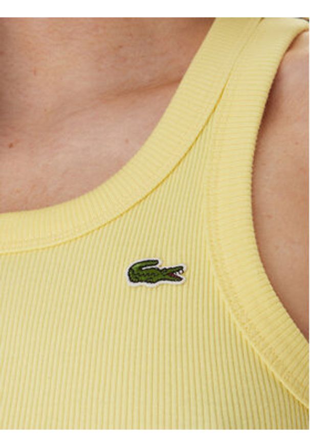 Lacoste Top TF5388 Żółty Slim Fit. Kolor: żółty. Materiał: bawełna