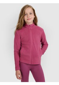 4f - 4F Polar ze stójką slim dziewczęcy - różowy 122 (6-7 lat). Typ kołnierza: kołnierzyk stójkowy. Kolor: fioletowy. Materiał: polar. Wzór: gładki. Sezon: lato. Sport: wspinaczka, turystyka piesza, narciarstwo, snowboard #1
