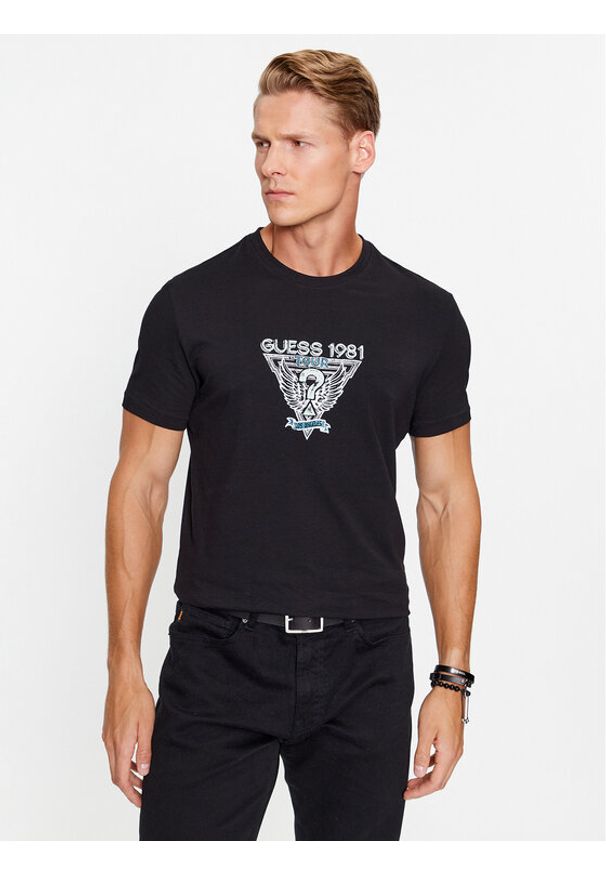 Guess T-Shirt M3BI30 J1314 Czarny Regular Fit. Kolor: czarny. Materiał: bawełna