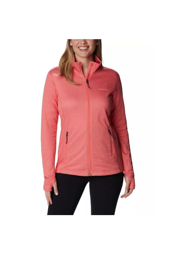 columbia - Damska bluza polarowa Columbia Park View Grid Fleece z pełnym zamkiem błyskawicz. Kolor: różowy. Materiał: polar. Sezon: zima, jesień