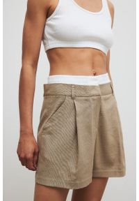 Marsala - Eleganckie szorty z lnem w kolorze TAUPE - ORIO. Materiał: len. Długość: krótkie. Sezon: lato. Styl: elegancki #1