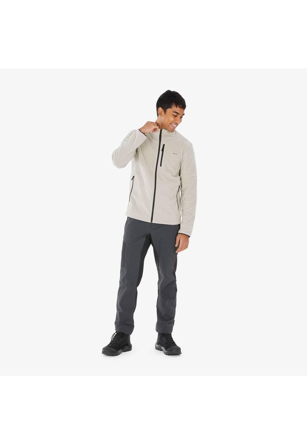 quechua - Polar turystyczny męski Quechua MH500 zamek. Kolor: beżowy. Materiał: materiał, poliester
