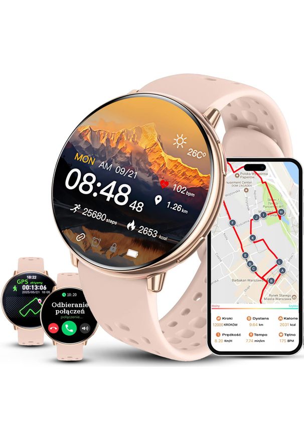 Rubicon - Zegarek damski SMARTWATCH HD21 różowy PROF. Rodzaj zegarka: smartwatch. Kolor: różowy