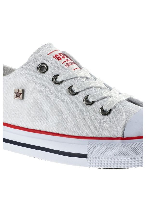Big-Star - Białe Trampki Big Star Dziecięce Sznurowane Buty. Kolor: biały. Materiał: guma, jeans, materiał. Szerokość cholewki: normalna. Wzór: aplikacja