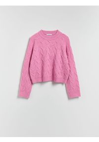 Reserved - Strukturalny sweter - fioletowy. Kolor: fioletowy. Materiał: dzianina