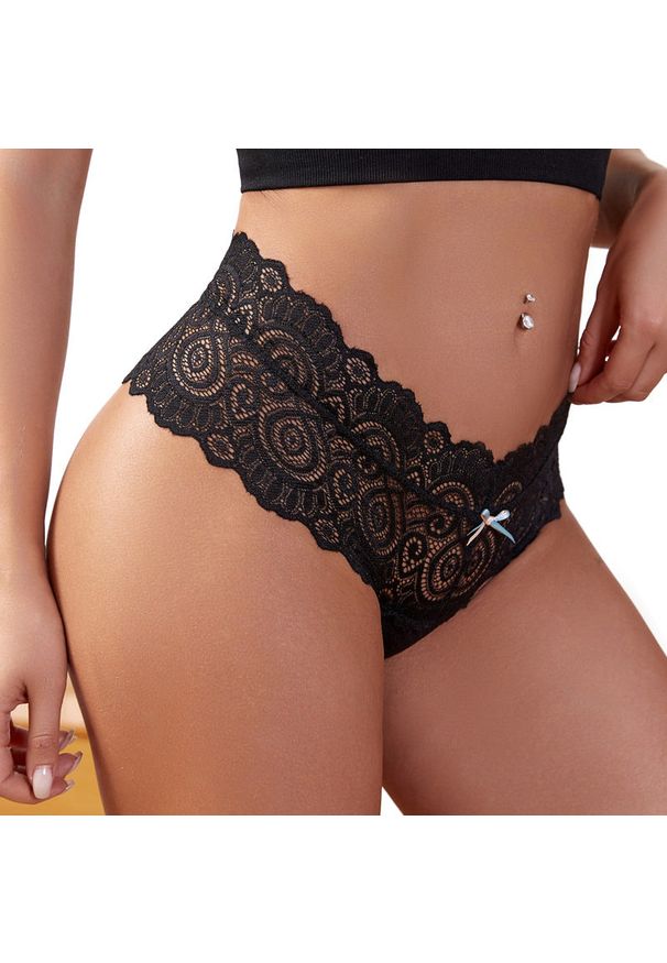 Intica - Stringi koronkowe z szerokim pasem na co dzień i okazje Chandrima. Kolor: biały. Materiał: koronka. Wzór: koronka