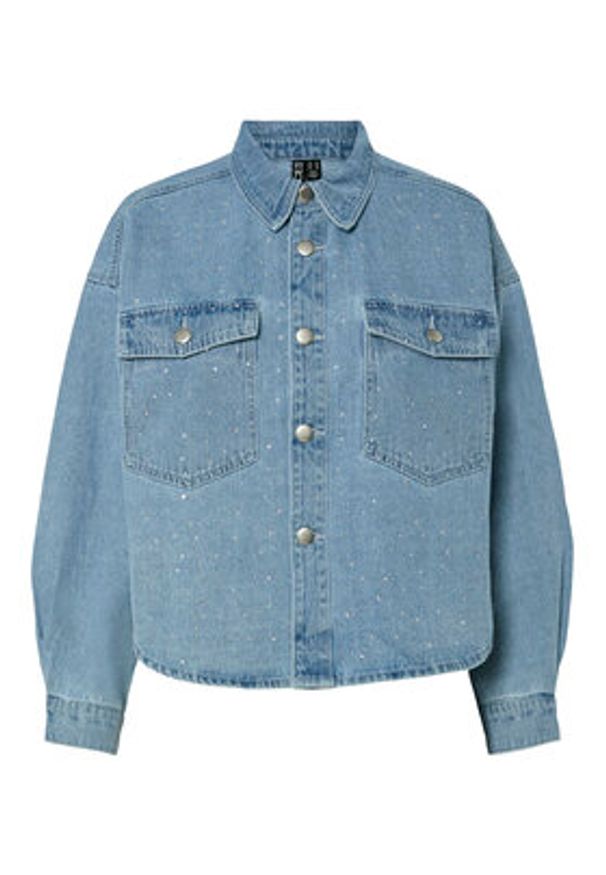 Pieces Kurtka jeansowa Tamra 17157410 Niebieski Regular Fit. Kolor: niebieski. Materiał: bawełna