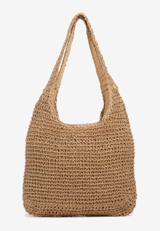 Born2be - Ciemnobeżowa Pleciona Torebka Shopperka z Dwoma Rączkami Felairis. Kolor: beżowy. Styl: klasyczny, casual, elegancki, biznesowy