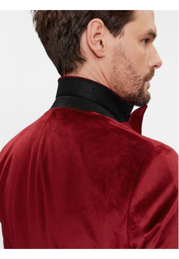 Karl Lagerfeld - KARL LAGERFELD Marynarka 155270 541009 Czerwony Slim Fit. Typ kołnierza: dekolt w karo. Kolor: czerwony. Materiał: syntetyk