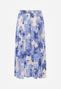Born2be - Niebieska Rozkloszowana Spódnica z Wiskozy Zdobiona Kwiatowym Wzorem Palereia. Okazja: na co dzień. Kolekcja: plus size. Kolor: niebieski. Materiał: wiskoza. Długość: długie. Wzór: aplikacja, kwiaty. Styl: casual #7