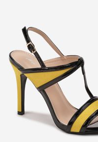 Renee - Czarno-Żółte Sandały Boopy. Nosek buta: otwarty. Zapięcie: pasek. Kolor: czarny. Wzór: jednolity, kolorowy. Styl: elegancki #5