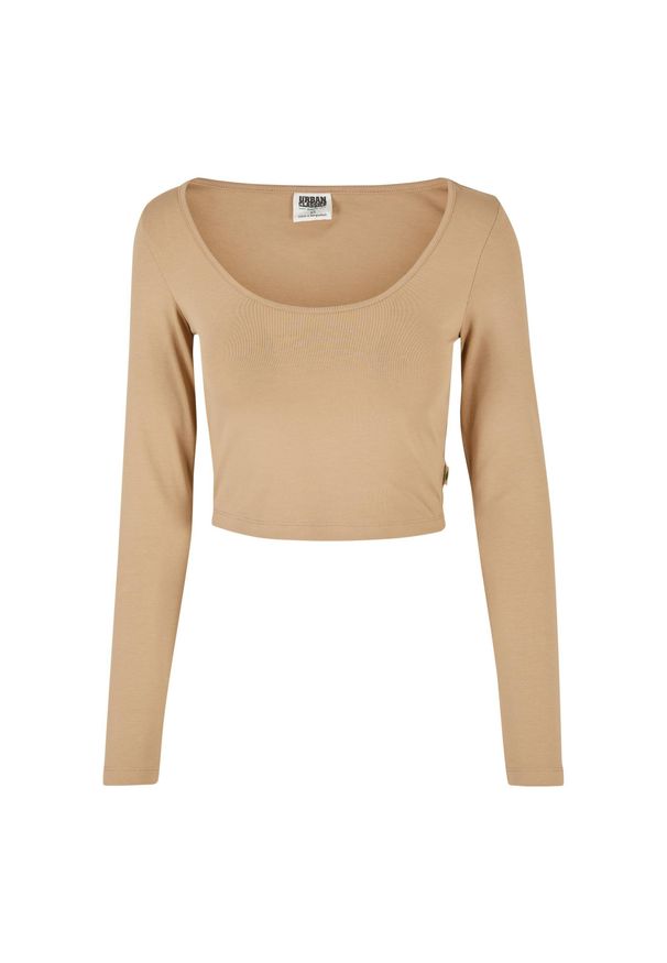 Damska koszulka crop top z długim rękawem Urban Classics Organic. Kolor: beżowy. Długość rękawa: długi rękaw. Długość: długie