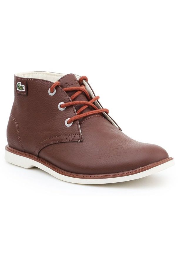 Buty Lacoste Sherbrook Hi Sb Spj W 7-30SPJ101177T brązowe czarne. Okazja: na co dzień. Kolor: brązowy, czarny, wielokolorowy. Materiał: skóra, guma, materiał. Szerokość cholewki: normalna