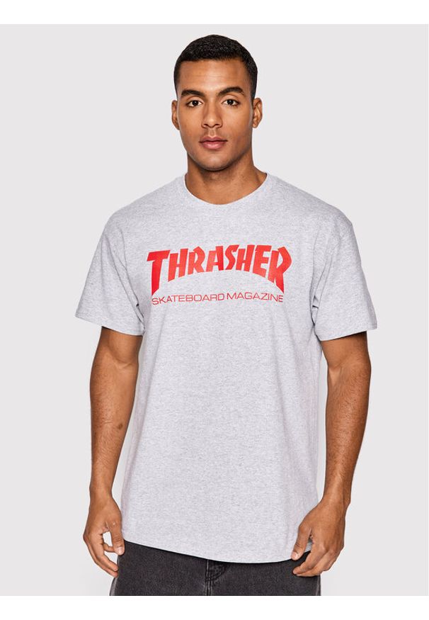 Thrasher T-Shirt Skatemag Szary Regular Fit. Kolor: szary. Materiał: bawełna