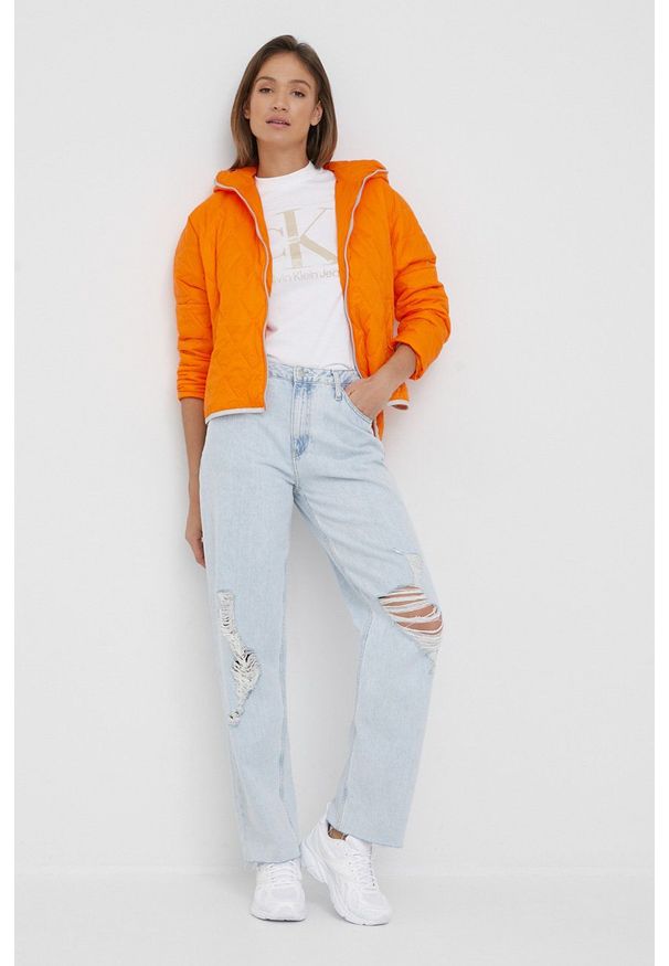 Frieda & Freddies kurtka damska kolor pomarańczowy przejściowa. Okazja: na co dzień. Kolor: pomarańczowy. Materiał: materiał. Styl: casual