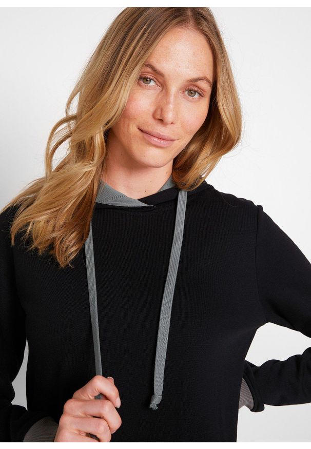 bonprix - Sukienka dresowa. Kolor: czarny. Materiał: dresówka