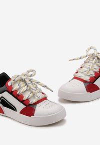 Renee - Czerwone Sneakersy w Stylu Trampek z Szerokimi Sznurówkami na Grubej Podeszwie Sakarias. Kolor: czerwony. Materiał: jeans #3