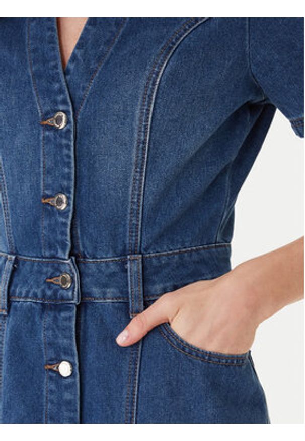 Morgan Sukienka jeansowa 241-ROGLA Niebieski Regular Fit. Kolor: niebieski. Materiał: bawełna