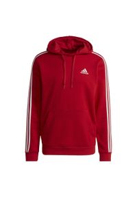 Adidas - Bluza męska adidas Essentials Fleece 3-Stripes Hoodie. Typ kołnierza: kaptur. Kolor: biały, czerwony, wielokolorowy. Materiał: bawełna, materiał