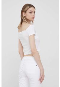 Pepe Jeans bluzka BETH damska kolor biały gładka. Kolor: biały. Materiał: materiał. Długość rękawa: krótki rękaw. Długość: krótkie. Wzór: gładki #5