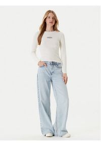Guess Jeans Bluzka W5YP38 KA0H1 Écru Slim Fit. Materiał: bawełna