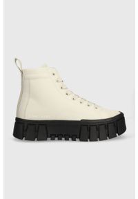 Tommy Jeans trampki TJW VULC PLT NYLON MC damskie kolor beżowy EN0EN02241. Nosek buta: okrągły. Zapięcie: sznurówki. Kolor: beżowy. Materiał: nylon. Szerokość cholewki: normalna. Obcas: na platformie. Styl: klasyczny #1