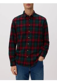 Reserved - Koszula regular fit w kratę - bordowy. Kolor: czerwony. Materiał: tkanina, bawełna #1