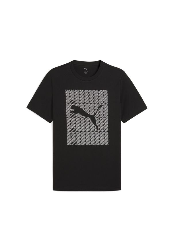 Puma - Męska koszulka Graphics PUMA Wording PUMA Black. Kolor: czarny. Materiał: guma. Wzór: nadruk. Sport: fitness