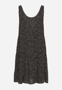 Born2be - Czarno-Biała Rozkloszowana Bawełniana Sukienka na Ramiączkach z Falbanami Tesly. Okazja: na spacer, na co dzień. Kolor: czarny. Materiał: bawełna. Długość rękawa: na ramiączkach. Sezon: lato. Typ sukienki: rozkloszowane, proste. Styl: casual #5