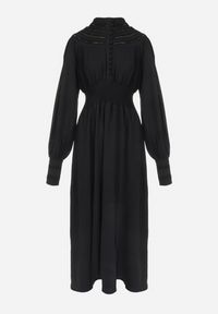 Born2be - Czarna Sukienka Laodyle. Typ kołnierza: kołnierzyk stójkowy. Kolor: czarny. Materiał: poliester, koronka, tkanina. Długość rękawa: długi rękaw. Wzór: ażurowy. Styl: retro, elegancki. Długość: maxi #6