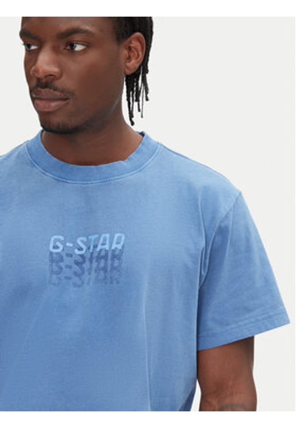G-Star RAW - G-Star Raw T-Shirt Multi Logo D26049-C756 Niebieski Loose Fit. Kolor: niebieski. Materiał: bawełna
