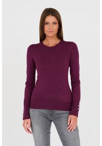 Guess - GUESS Bordowy damski cienki sweter. Kolor: czerwony