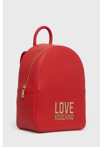 Love Moschino Plecak damski kolor czerwony mały z aplikacją. Kolor: czerwony. Wzór: aplikacja