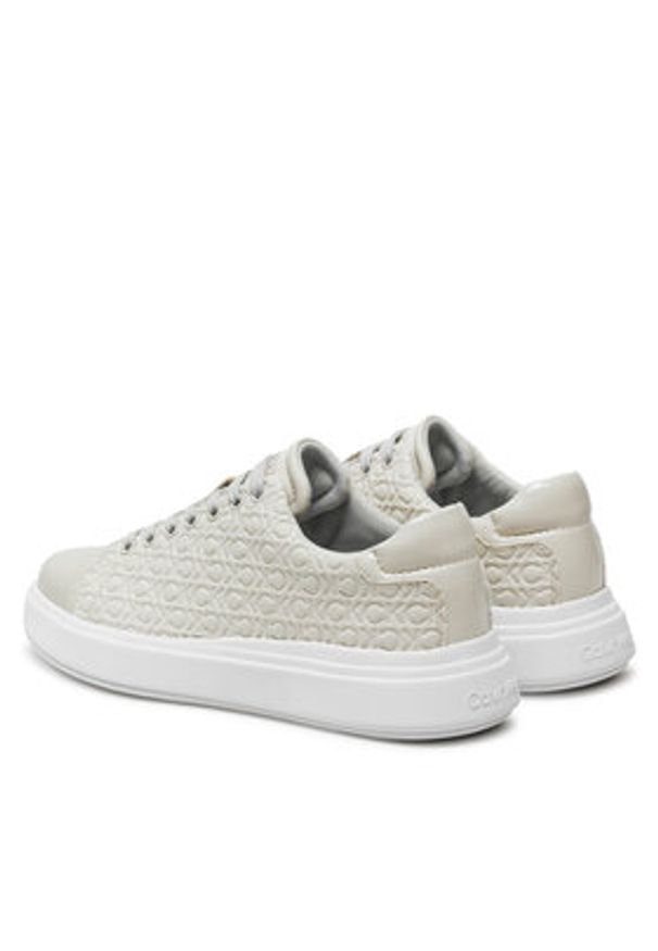 Calvin Klein Sneakersy Cupsole Lace Up Saff Mono HW0HW02103 Beżowy. Kolor: beżowy. Materiał: skóra