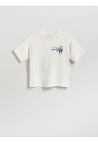 Reserved - Bawełniany t-shirt z nadrukiem - biały. Kolor: biały. Materiał: bawełna. Wzór: nadruk #1