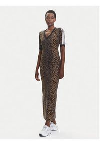 Adidas - adidas Sukienka codzienna Leopard JW2773 Brązowy Slim Fit. Okazja: na co dzień. Kolor: brązowy. Materiał: bawełna. Typ sukienki: proste. Styl: casual #3