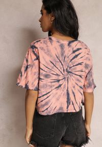 Renee - Różowy Krótki T-shirt z Printem Tie-Dye Lanay. Kolor: różowy. Długość: krótkie. Wzór: nadruk. Sezon: lato #5