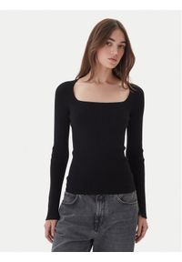 Kontatto Sweter 3M0830C Czarny Slim Fit. Kolor: czarny. Materiał: wiskoza