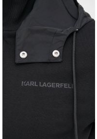Karl Lagerfeld Bluza męska kolor czarny z kapturem gładka. Okazja: na co dzień. Typ kołnierza: kaptur. Kolor: czarny. Wzór: gładki. Styl: casual