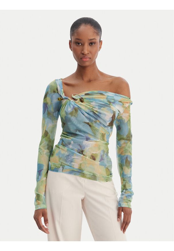 BARDOT - Bardot Bluzka Marisol 60306TB Zielony Slim Fit. Kolor: zielony. Materiał: syntetyk