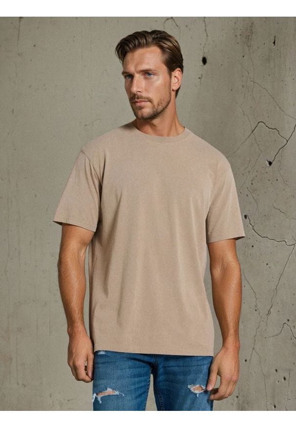 Sinsay - Bawełniana koszulka z efektem sprania - zielony. Kolor: zielony. Materiał: bawełna