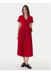 TOMMY HILFIGER - Tommy Hilfiger Sukienka codzienna 1985 WW0WW45733 Czerwony Regular Fit. Okazja: na co dzień. Kolor: czerwony. Materiał: syntetyk. Typ sukienki: proste. Styl: casual #1